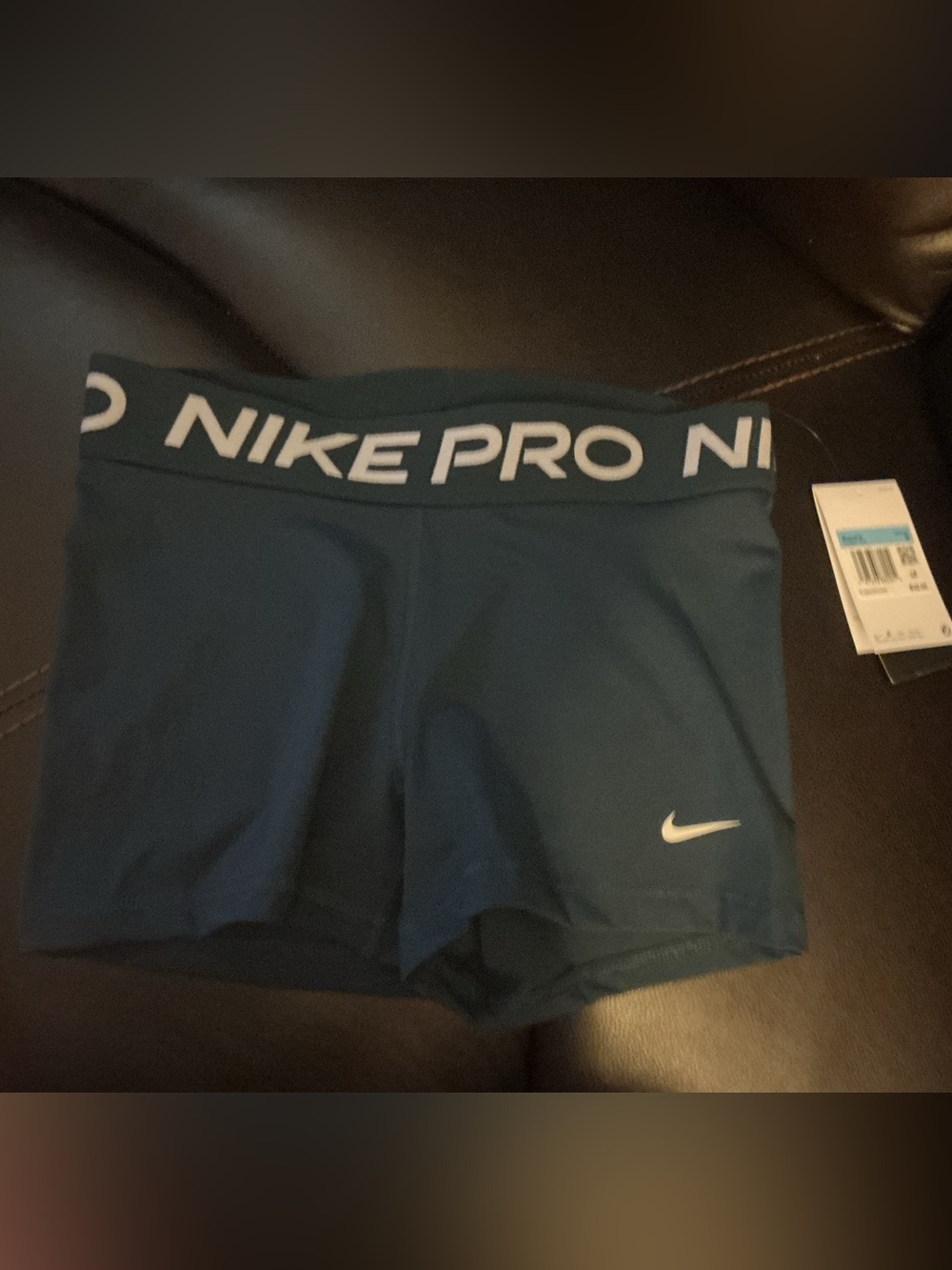 Nike Pro Teal Compression Shorts with White Logo